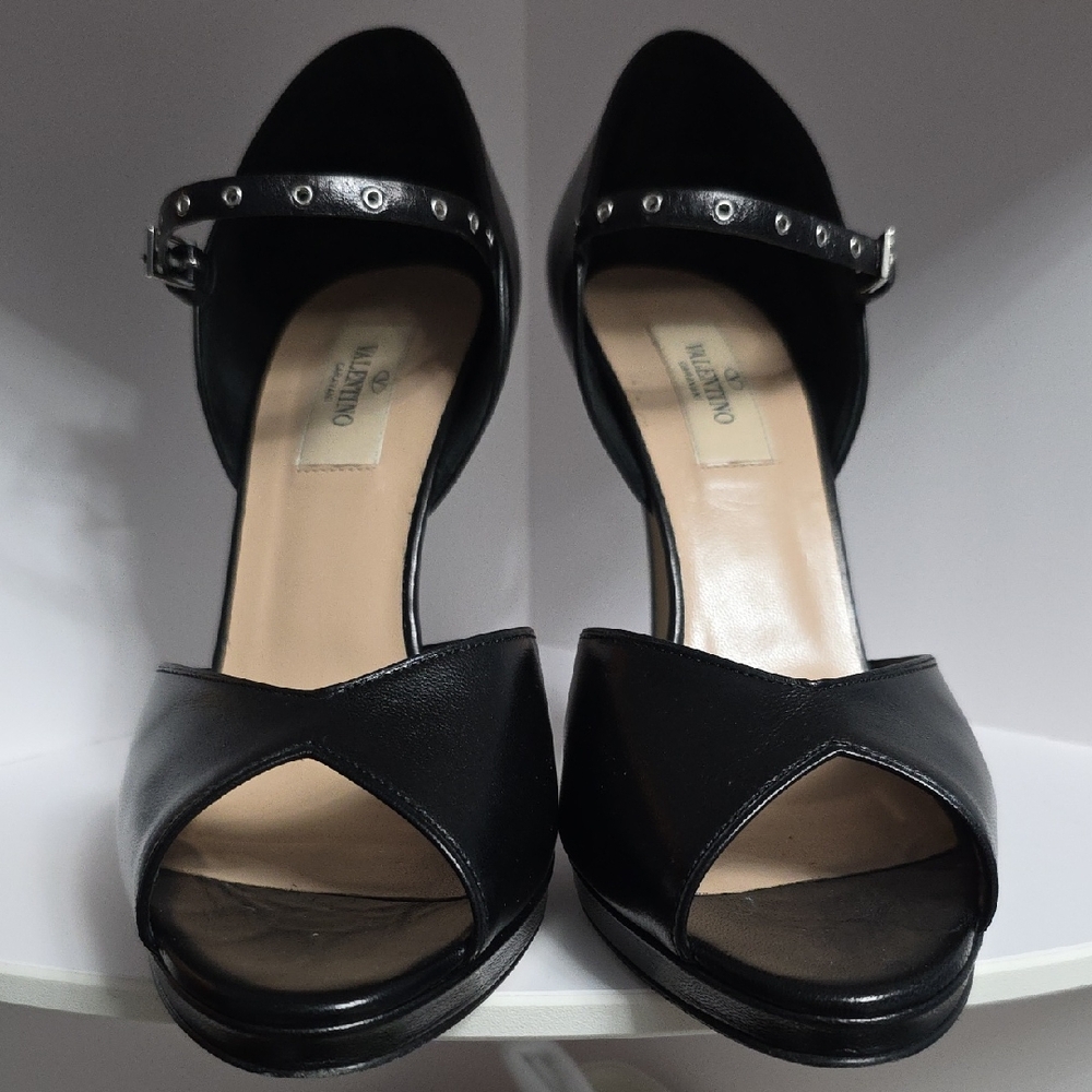Valentino Black Open-Toe Heels